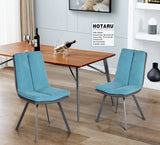 Set of 2 Scandinavian dining chairs in Blue & Dark Gray fabric - HOTARU