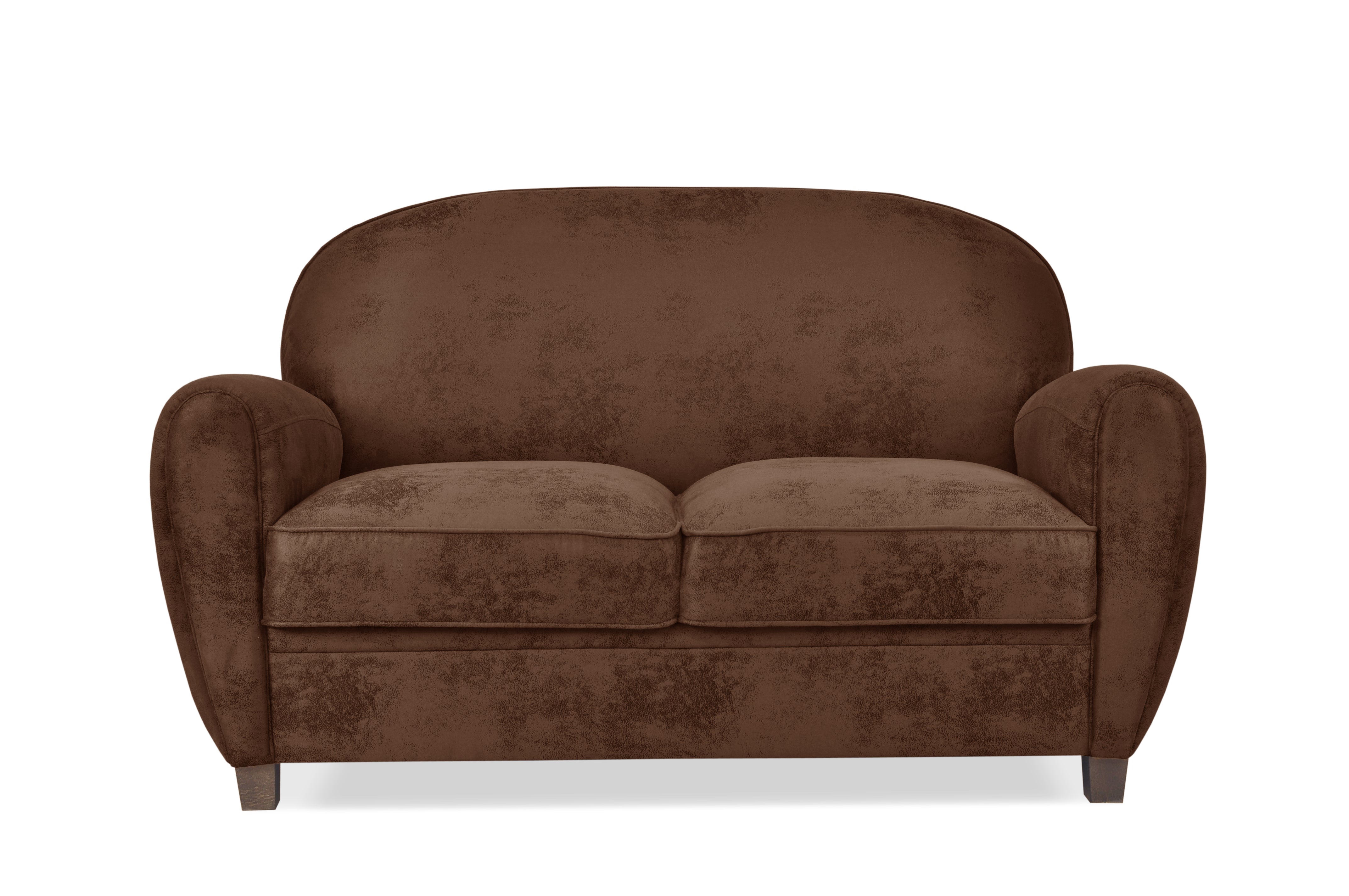 2 seater sofa upholstered in brown fabric, wooden legs for living room, dining room, bedroom office - JORDI DOUBLE