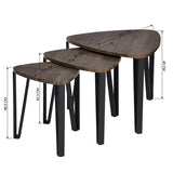 Set of 3 metal and wood industrial style nesting coffee tables - KAUWHATA MDF JM