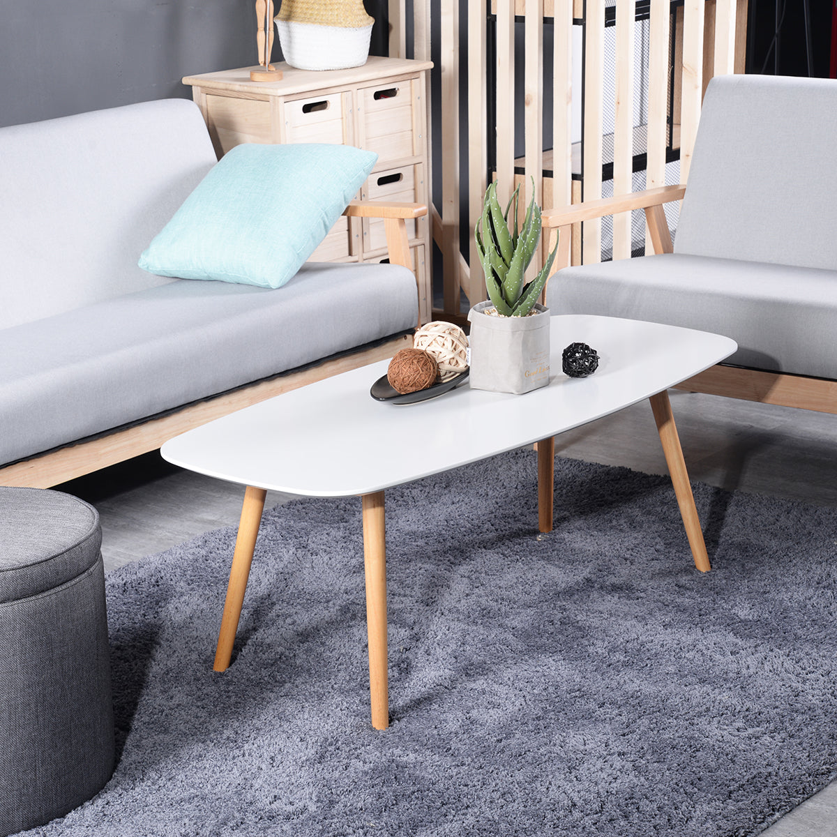 Scandinavian white coffee table for living room - KENNA XJR LMKZ