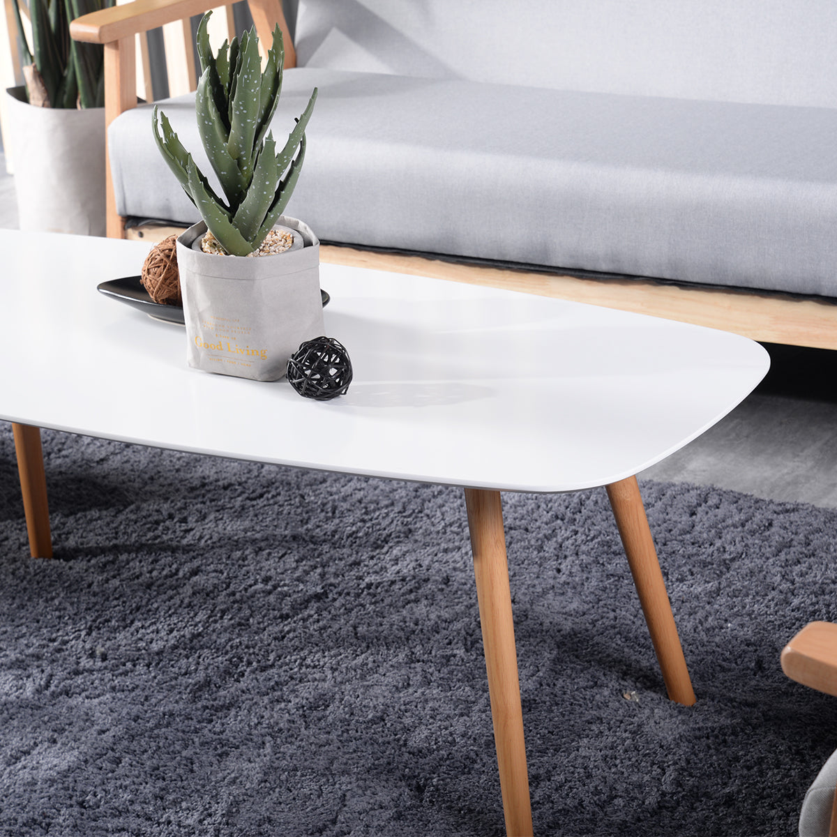 Scandinavian white coffee table for living room - KENNA XJR LMKZ
