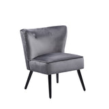 Toad armchair in gray velvet, solid pine wood legs - KLIM