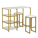 Bar table and 2 designer stools - LIGON WHI
