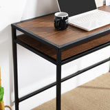 Bureau en bois et pieds en métal noir avec étagère ordinateur/pc - LINE ALFI