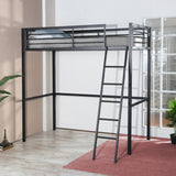 1-seater loft bed in black metal, sleeping area of ​​90x190cm (mattress not included) - LIONEL