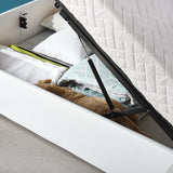 Faux leather bed with storage box in white 160x200cm - MAJESTY 160