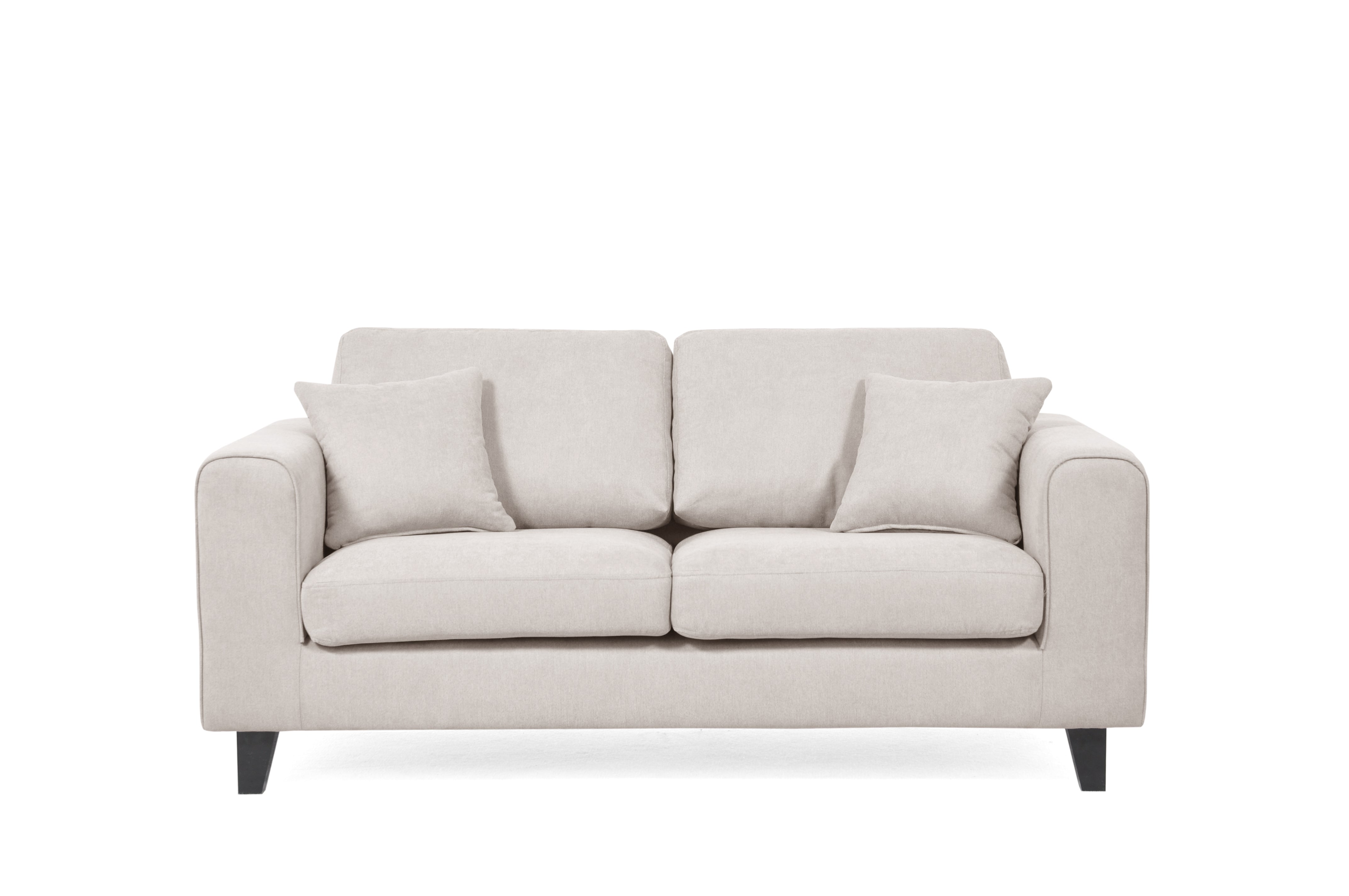 2-seater sofa upholstered in gray fabric, wooden legs for living room, dining room, bedroom office - MALOW DOUBLE