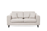 2-seater sofa upholstered in gray fabric, wooden legs for living room, dining room, bedroom office - MALOW DOUBLE