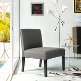 Toad armchair in brown fabric, wooden legs - MARSH GRAY