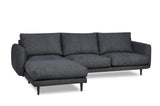 Scandinavian 3-seater right corner sofa in gray fabric, metal legs for living room, dining room, bedroom office - MARTUM CORNER