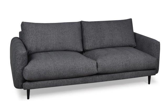 2 seater sofa upholstered in gray fabric, metal legs for living room, dining room, bedroom office,- MARTUM DOUBLE