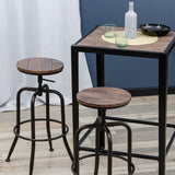 Set of 2 industrial style kitchen bar stools with metal legs 360° seat and adjustable height footrest - ANACLETUS
