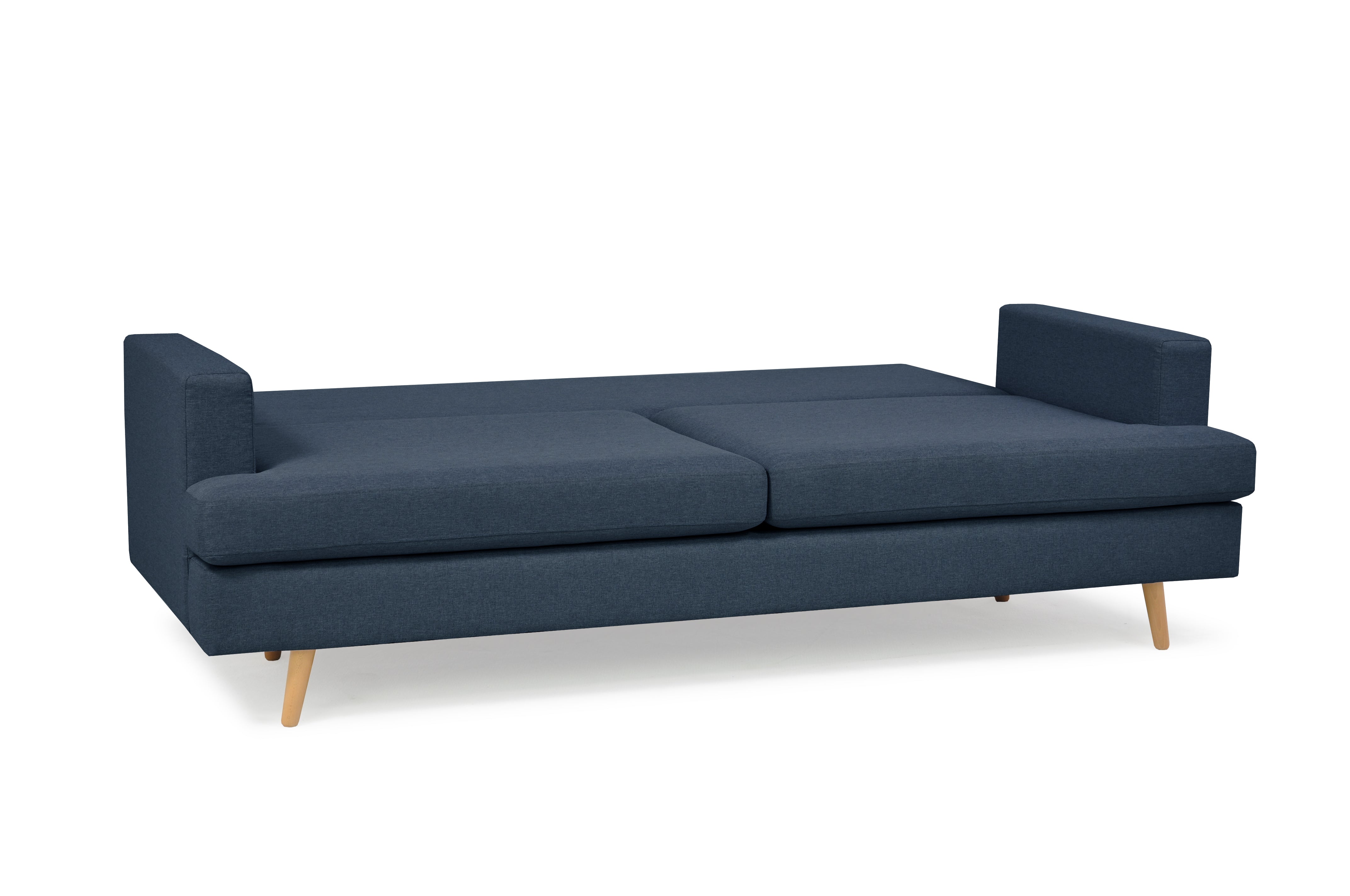3 seater sofa upholstered in blue fabric, wooden legs, for living room, dining room, bedroom office - NOVEL 3 CV