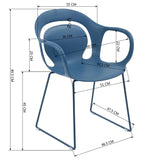 Set of 2 Dining Chairs, Kitchen Chair, Modern Simple Design, Comfortable Ergonomic Backrest Armrests, PP Frame, Metal Legs - PHIL