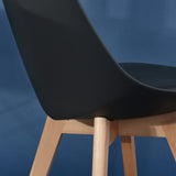 Lot de 2 chaises scandinaves rembourrées noires en métal et bois - TASH BLACK