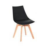 Lot de 2 chaises scandinaves rembourrées noires en métal et bois - TASH BLACK