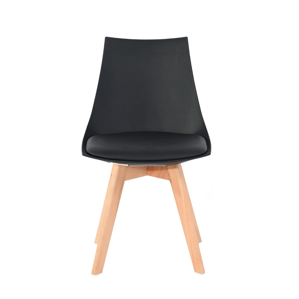 Set of 2 Scandinavian black padded chairs in metal and wood - TASH BLACK