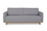 3 seater sofa upholstered in gray fabric, wooden legs for living room, dining room, bedroom office - TENICA