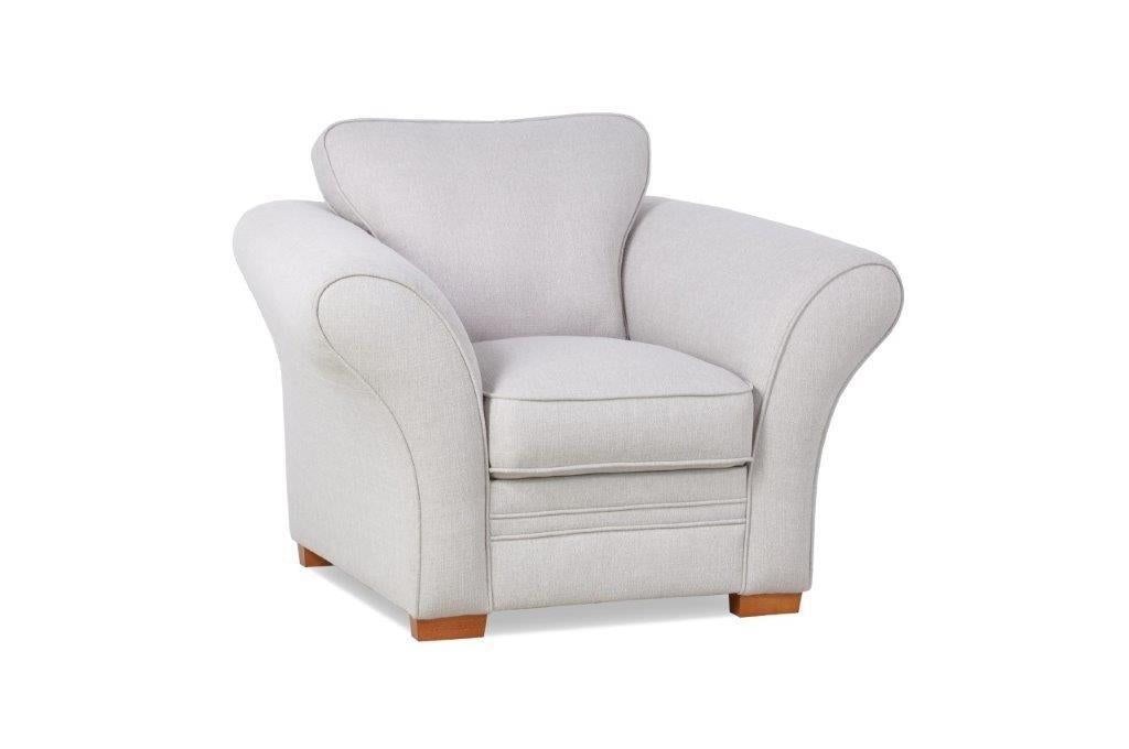 Fauteuil, chaise d'appoint rembourrée en tissu gris, siège salon moderne, avec pieds en bois, pour salon, salle à manger, chambre bureau - ULIK II 1