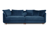 3-seater sofa upholstered in blue fabric, wooden legs, for living room, dining room, bedroom office - UNIQUE II 3
