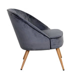 Armchair Chair Living room, Velvet fabric, Metal legs with wood print - UTTING