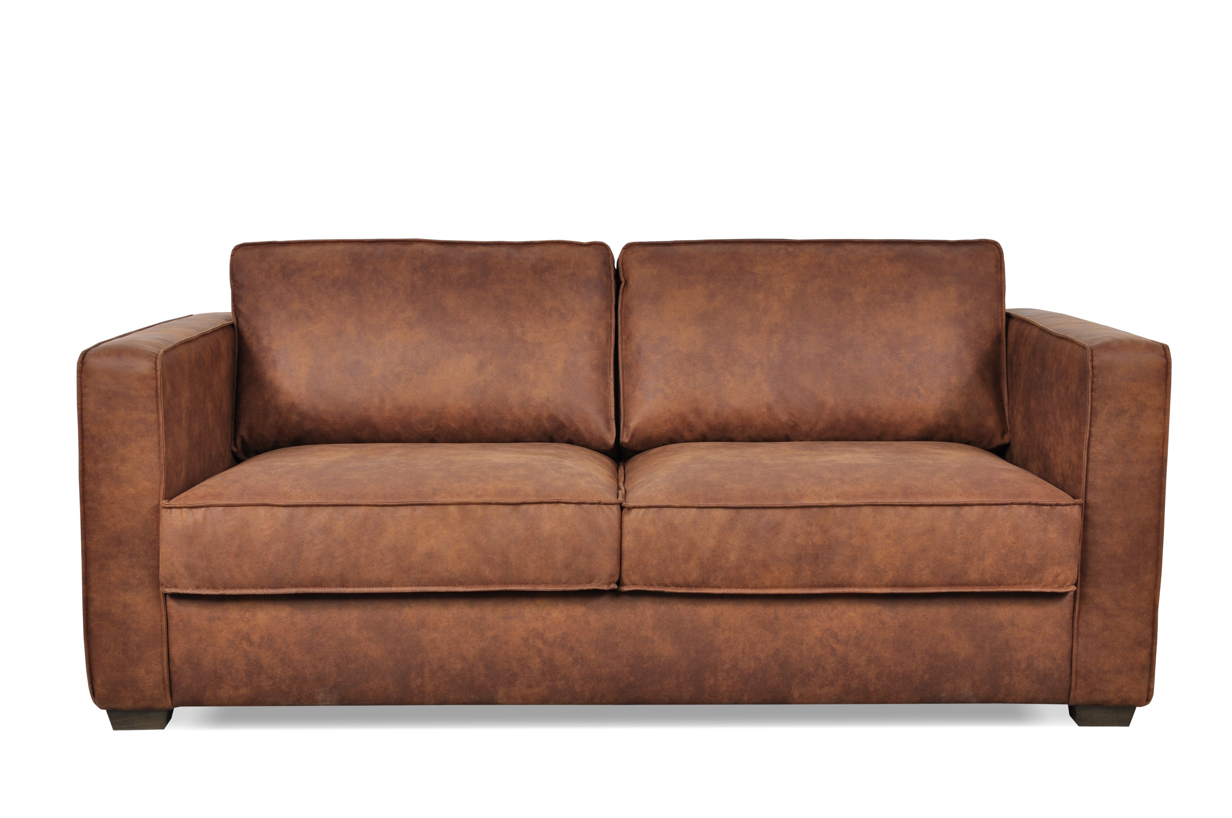 Canapé 2 places rembourrée en tissu marron, pieds en bois pour salon, salle à manger, chambre bureau - YUMA