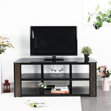 Living room TV cabinet/Buffet in tempered glass with 3 shelves - ZACKERY