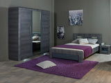 Double bed 160 cm in modern design with a large headboard made in France (mattress not included) - PAMELA