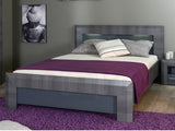Double bed 140 cm in modern design with a large headboard made in France (mattress not included) - PAMELA