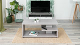 Rectangular designer coffee table/TV unit with shelves made in France - RISTON
